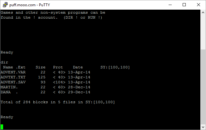 Initial PuTTY Screen